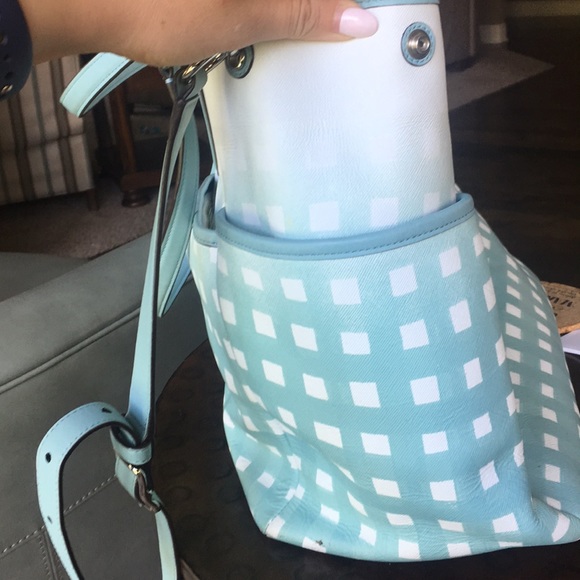Coach Gingham Saffiano Leather Baby Bag Tote